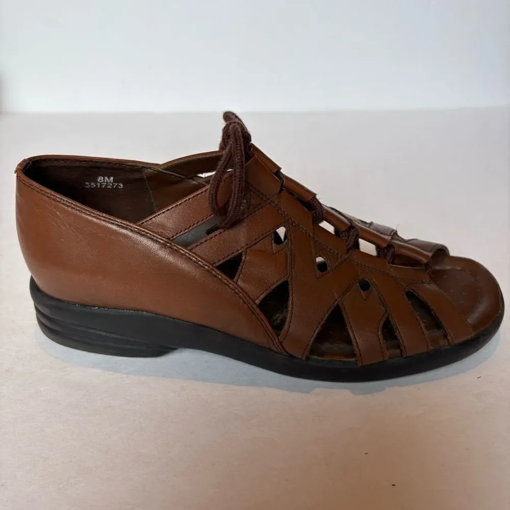 Sandler of Boston Women's Brown Leather Lace up Sandals Size 8M